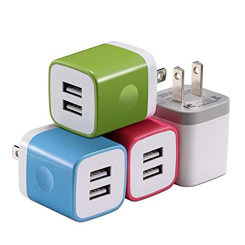 X-EDITION Wall Charger, 4-Pack 2.1A Dual Port USB Wall Charger Travel Plug Charging Block Cube Compatible with Phone Xs/Xs Max/XR/X/8/7/6 Plus 5S, Galaxy S10 S9 S8 S7 S6 S5, LG, Moto, Nokia and More